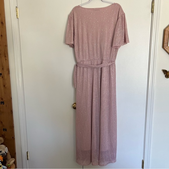 PRETTYGARDEN Pink Glitter Maxi Dress Wrap V-Neck Cocktail Party size XXL - Picture 11 of 11